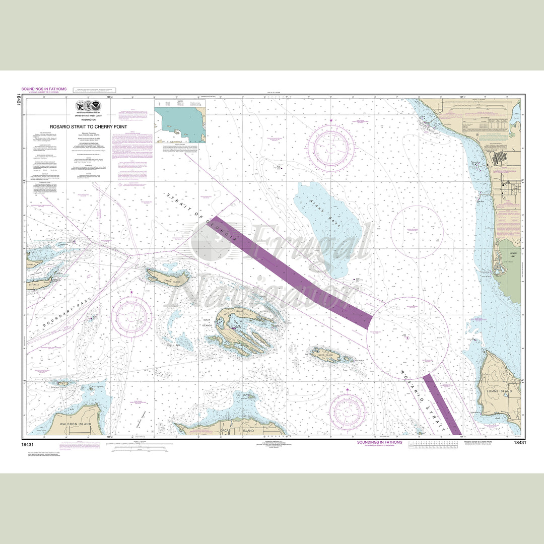 Archival NOAA nautical chart Rosario – Stait to Cherry Point.