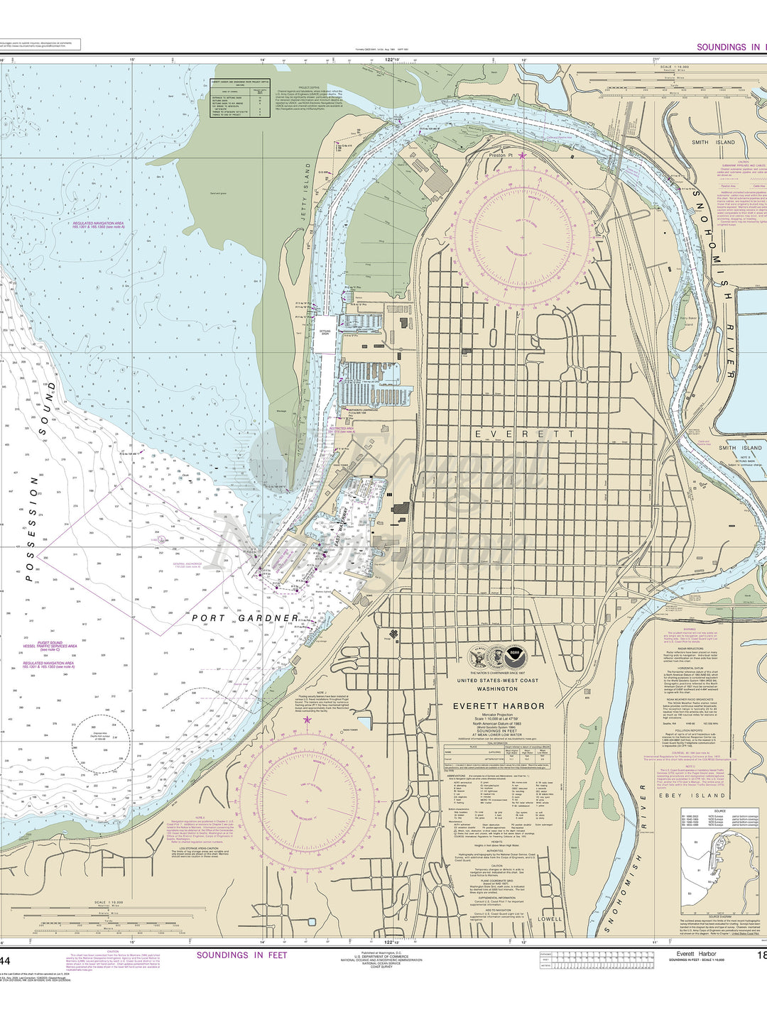 Archival NOAA nautical chart Everett – Harbor.