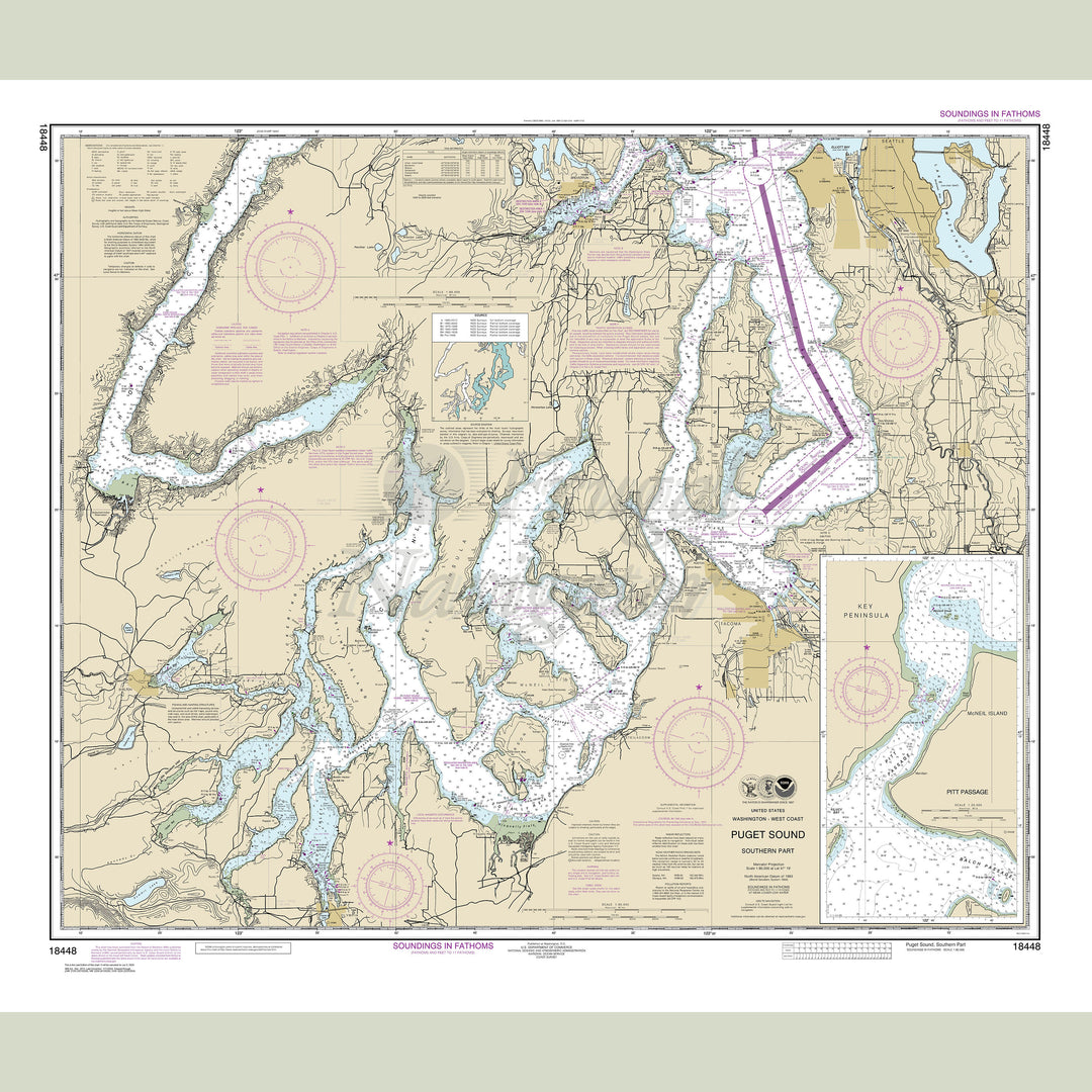 Archival NOAA nautical chart Puget – Sound-southern part.