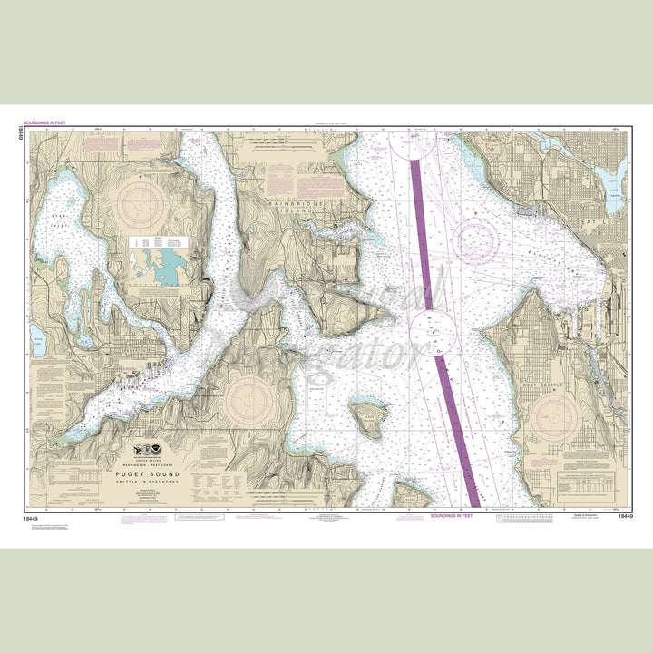 Archival NOAA nautical chart Puget – Sound-Seattle to Bremerton.