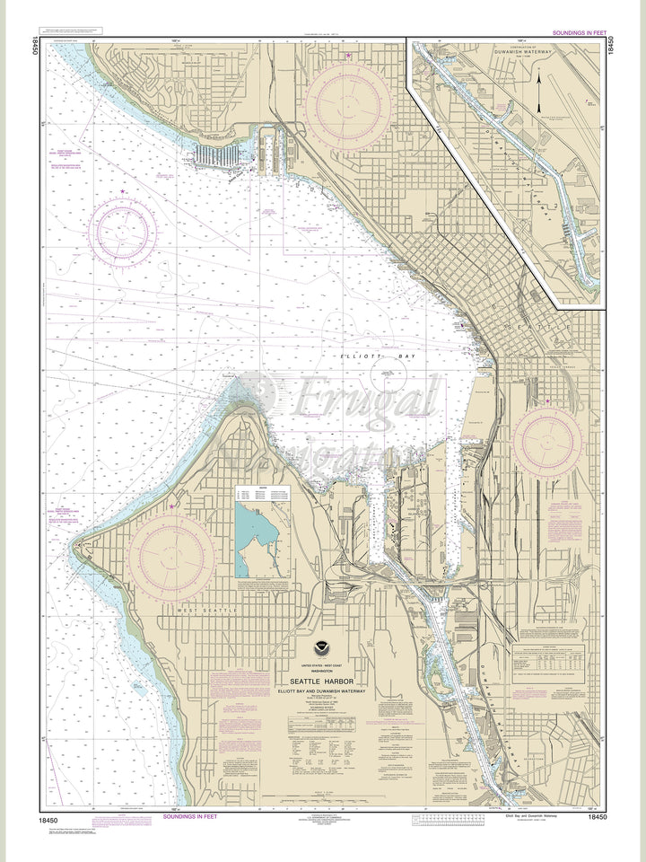 Archival NOAA nautical chart Seattle – Harbor, Elliott Bay and Duwamish Waterway.