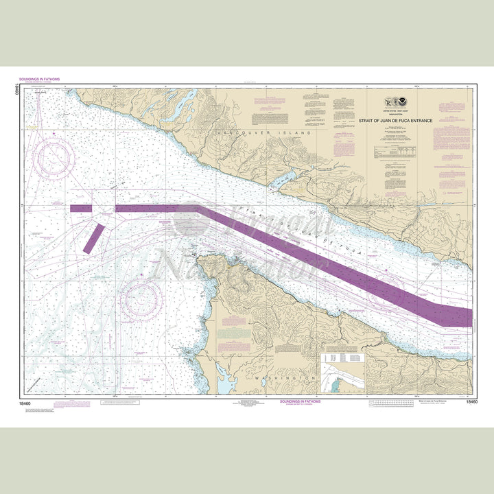 Archival NOAA nautical chart Stait – of Juan de Fuca Entrance.