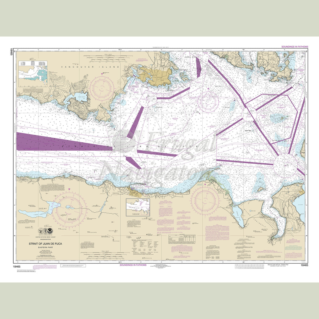 Archival NOAA nautical chart Strait – of Juan de Fuca-eastern part.