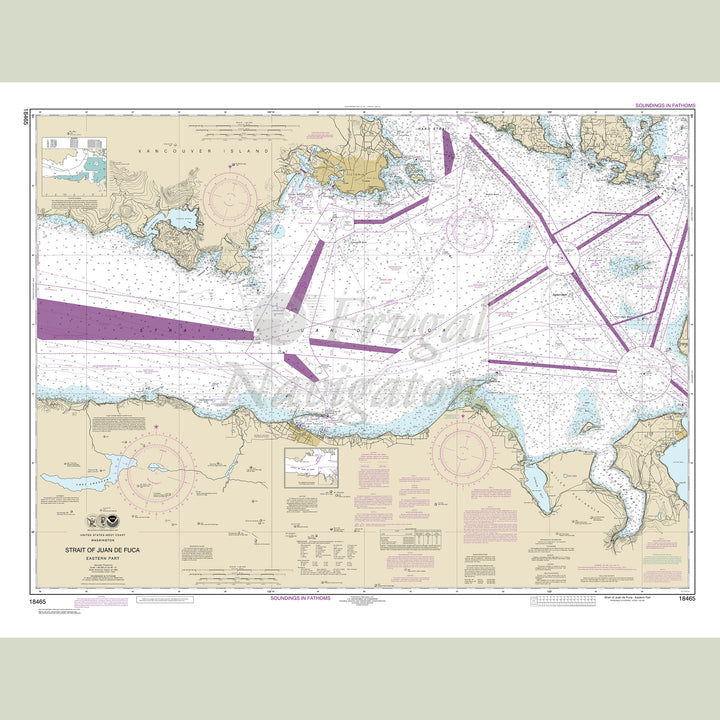Archival NOAA nautical chart Strait – of Juan de Fuca-eastern part.