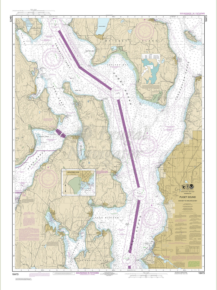 Archival NOAA nautical chart Puget – Sound-Oak Bay to Shilshole Bay.