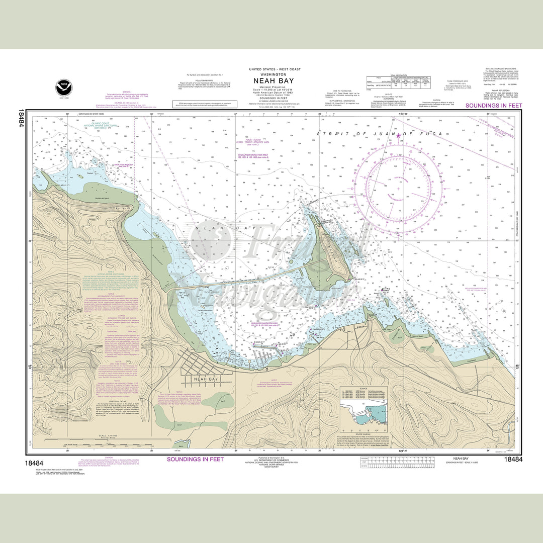 Archival NOAA nautical chart Neah – Bay.