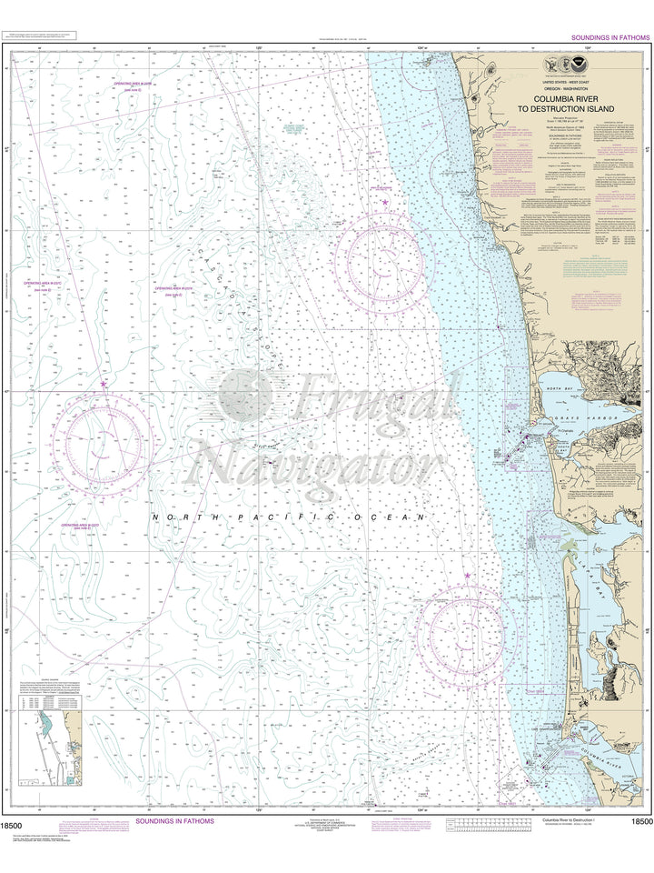 Archival NOAA nautical chart Columbia – River to Destruction Island.