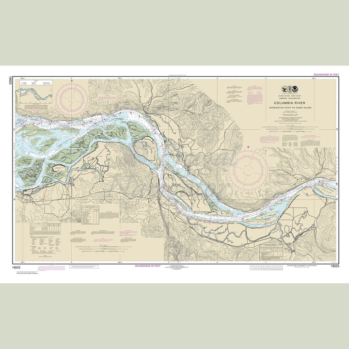 Archival NOAA nautical chart Columbia – River Harrington Point to Crims Island.