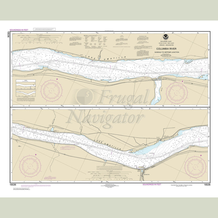 Archival NOAA nautical chart Columbia – River Sundale to Heppner Junction.