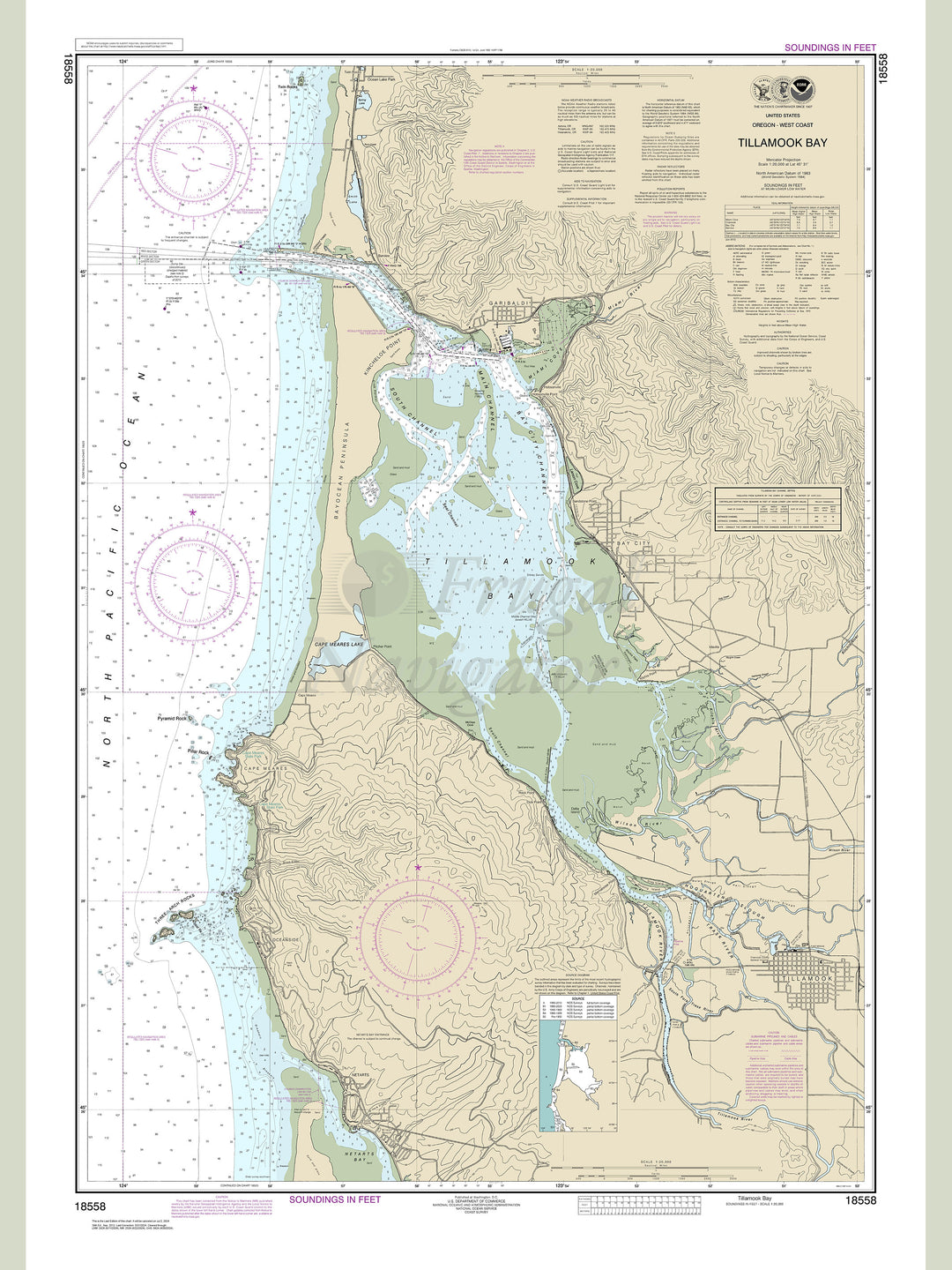 Archival NOAA nautical chart Tillamook – Bay.