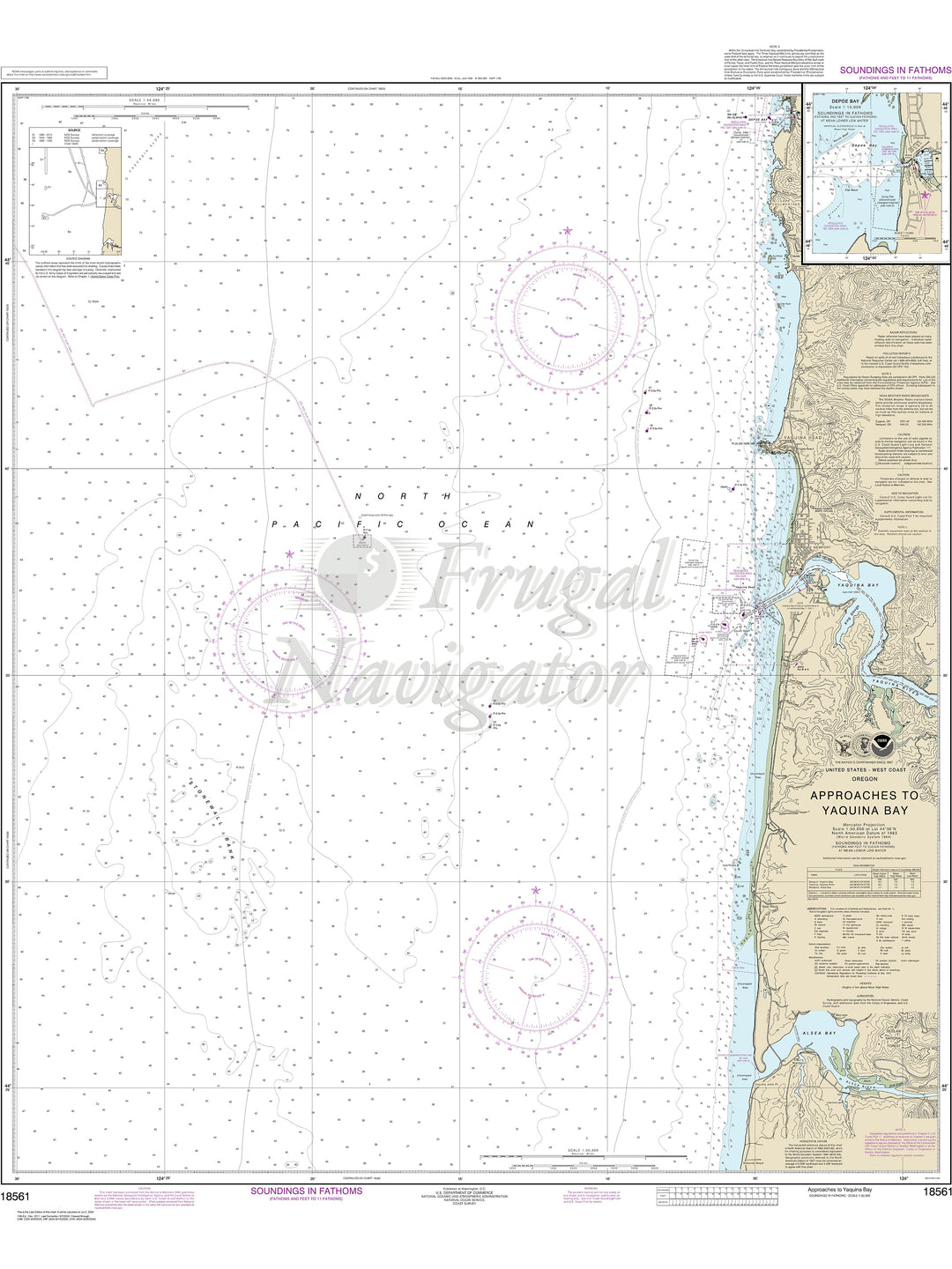 Archival NOAA nautical chart Approaches – to Yaquina Bay;Depoe Bay.