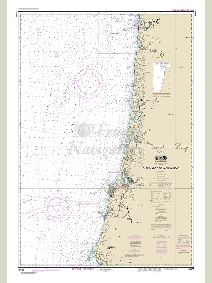 Archival NOAA nautical chart Cape – Blanco to Yaquina Head.