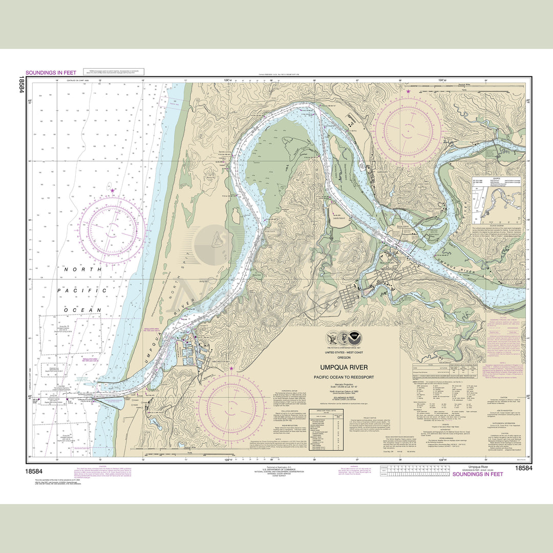 Archival NOAA nautical chart Umpqua – River Pacific Ocean to Reedsport.