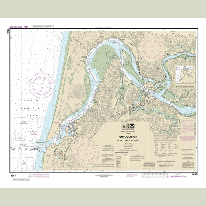 Archival NOAA nautical chart Umpqua – River Pacific Ocean to Reedsport.