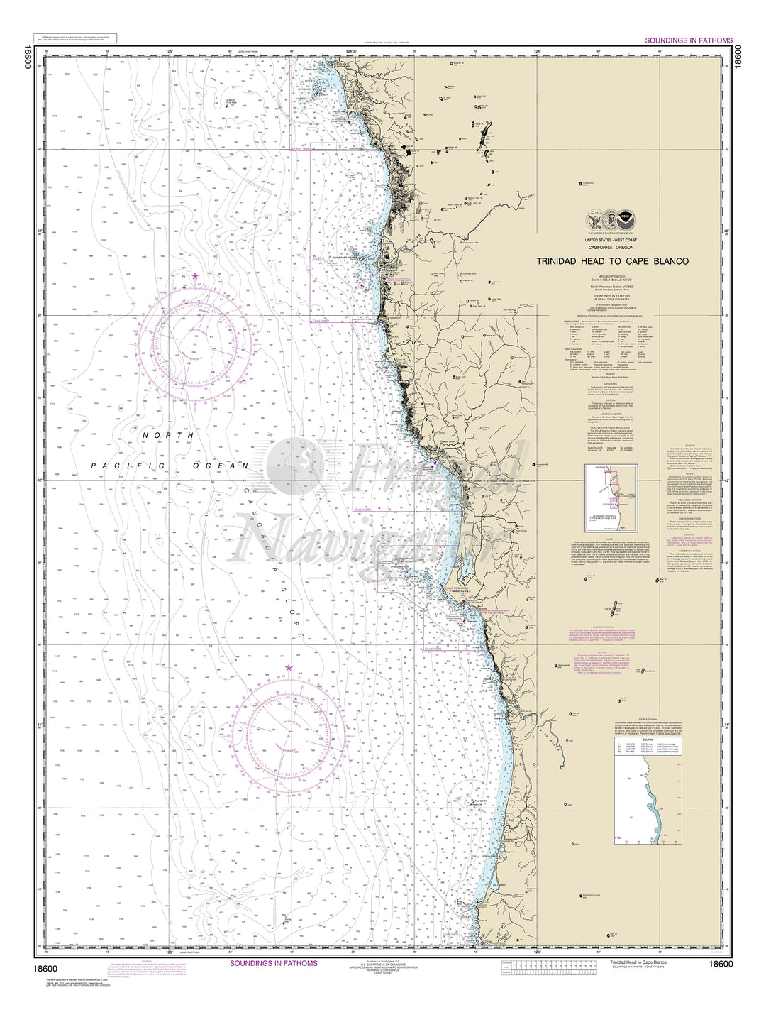 Archival NOAA nautical chart Trinidad – Head to Cape Blanco.