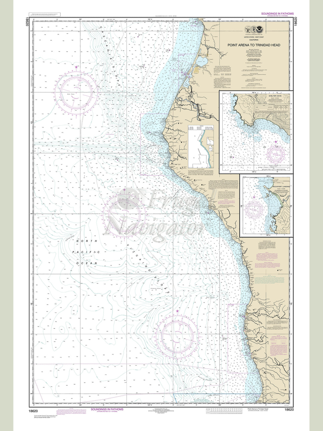 Archival NOAA nautical chart Point – Arena to Trinidad Head.