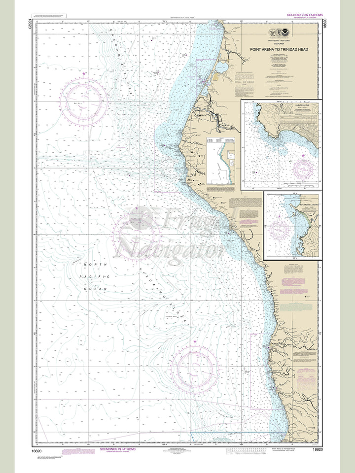 Archival NOAA nautical chart Point – Arena to Trinidad Head.