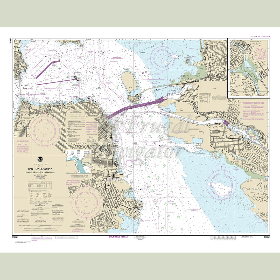 Archival NOAA nautical chart San – Francisco Bay Candlestick Point to Angel Island.