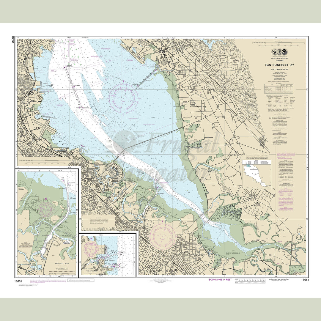Archival NOAA nautical chart San – Francisco Bay-southern part;Redwood Creek.;Oyster Point.