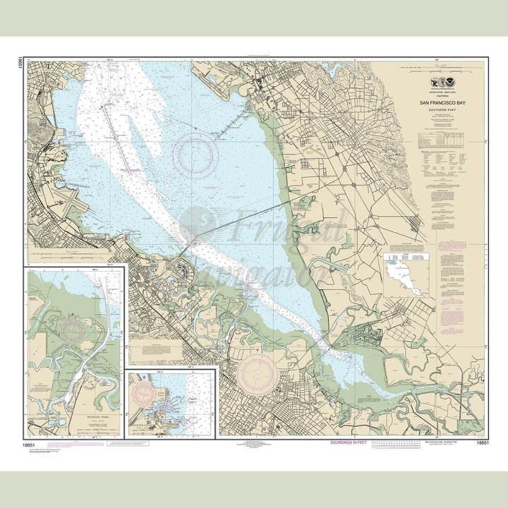 Archival NOAA nautical chart San – Francisco Bay-southern part;Redwood Creek.;Oyster Point.
