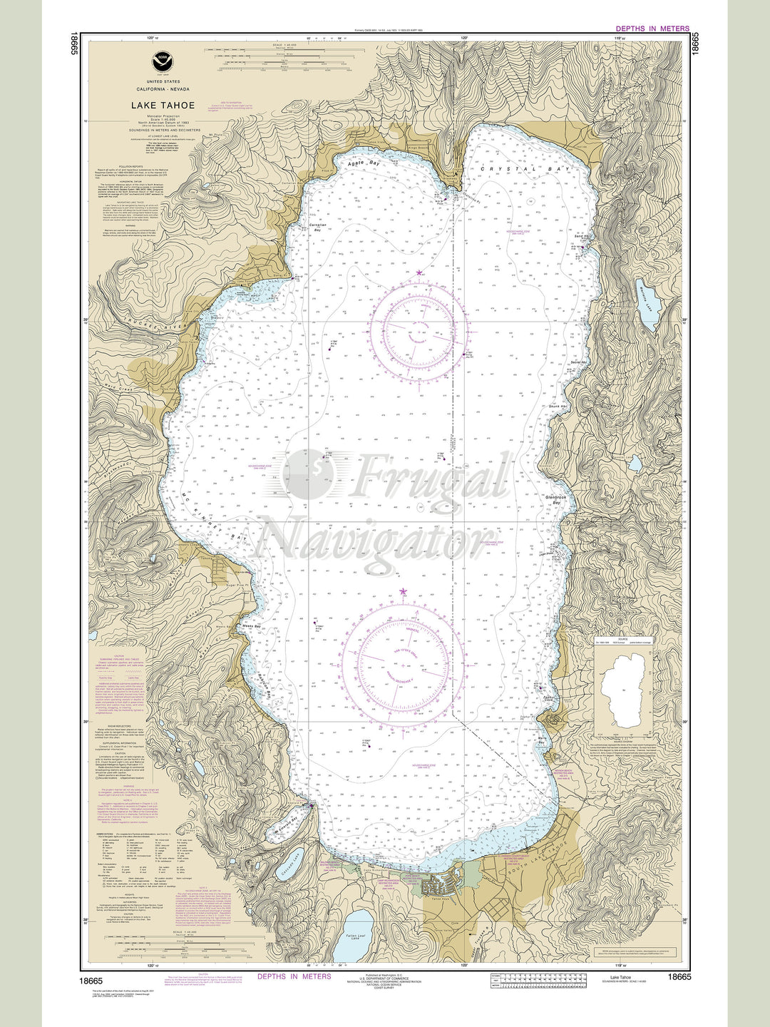 Archival NOAA nautical chart Lake – Tahoe.
