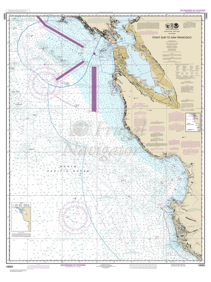 Archival NOAA nautical chart Point – Sur to San Francisco.