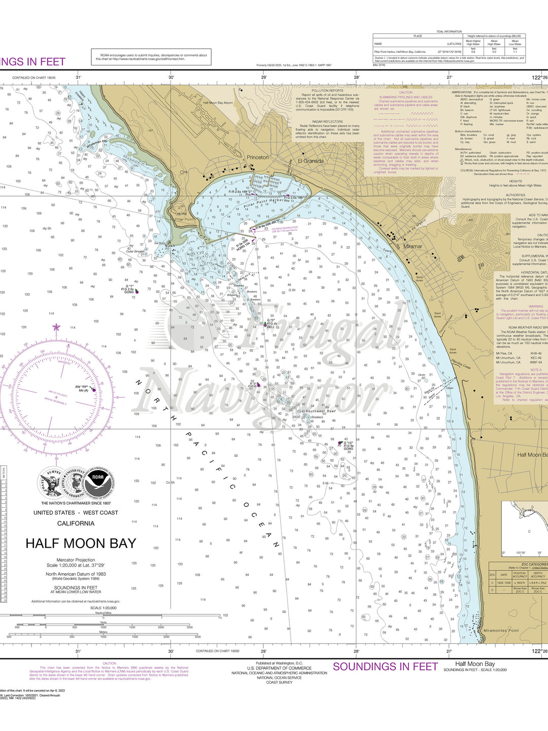 Archival NOAA nautical chart Half – Moon Bay.