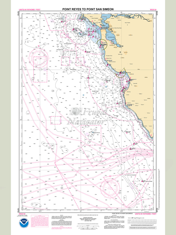 Official NOAA nautical chart 18700 – Point Reyes to Point San Simeon.