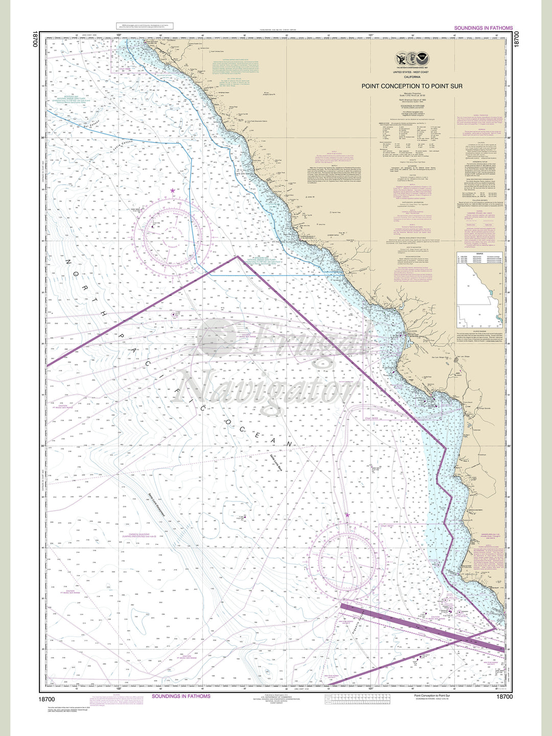 Archival NOAA nautical chart Point – Conception to Point Sur.