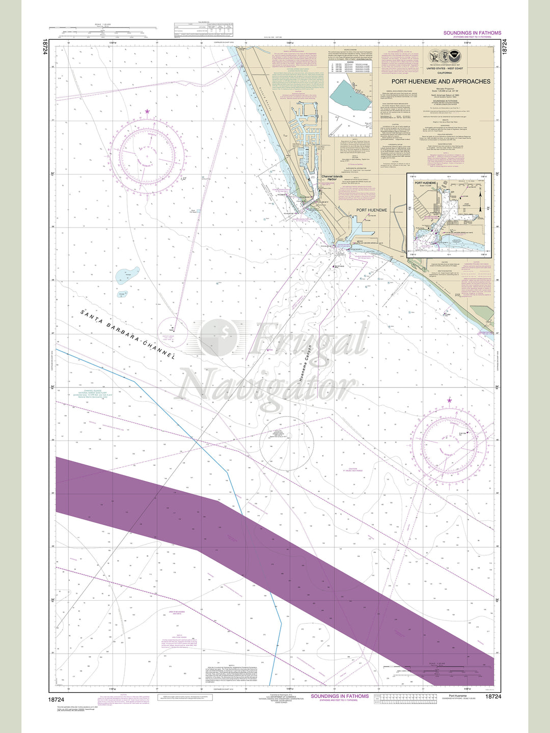 Archival NOAA nautical chart Port – Hueneme And Approaches;Port Hueneme.