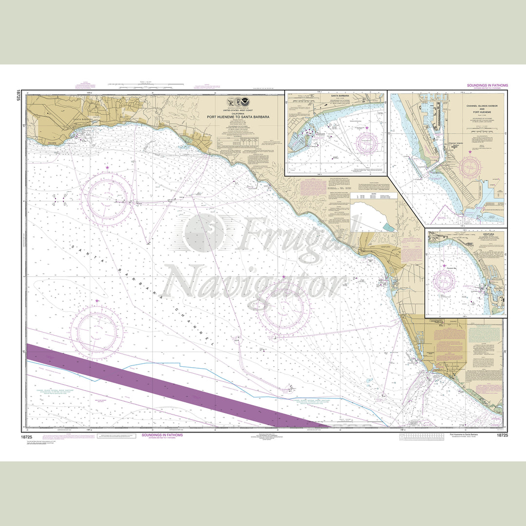 Archival NOAA nautical chart Port – Hueneme to Santa Barbara;Santa Barbara;Channel Islands Harbor and Port Hueneme;Ventura.