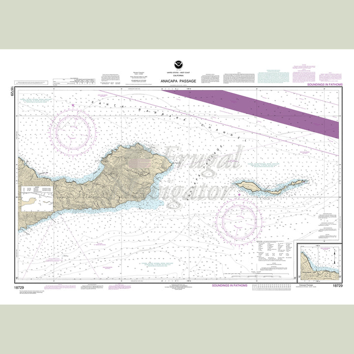 Archival NOAA nautical chart Anacapa – Passage;Prisoners Harbor.