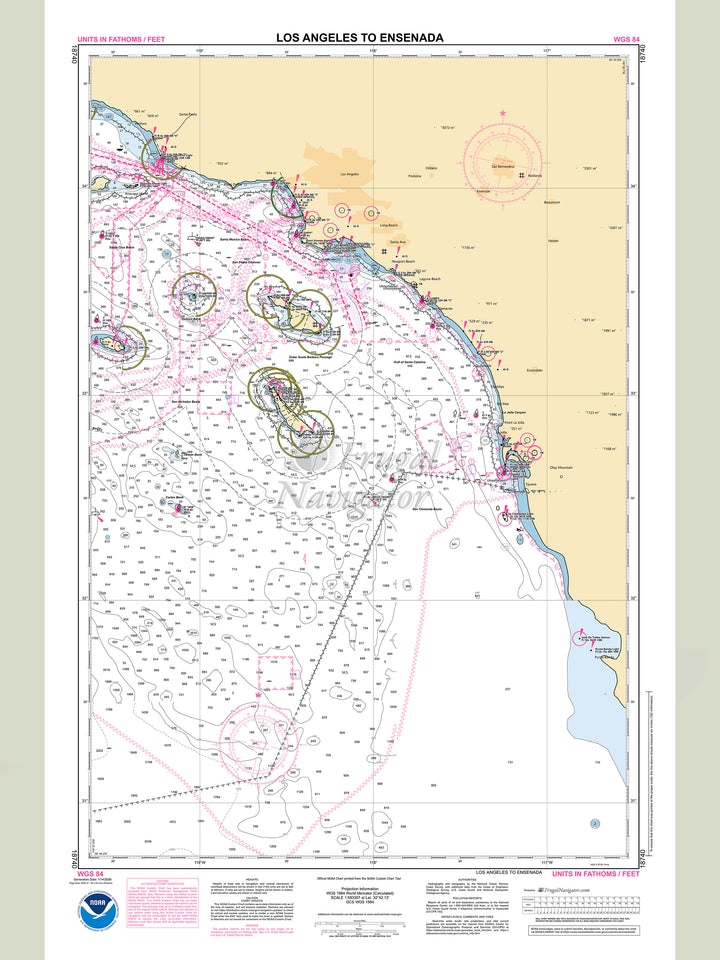 Official NOAA nautical chart 18740 – Los Angeles to Ensenada.