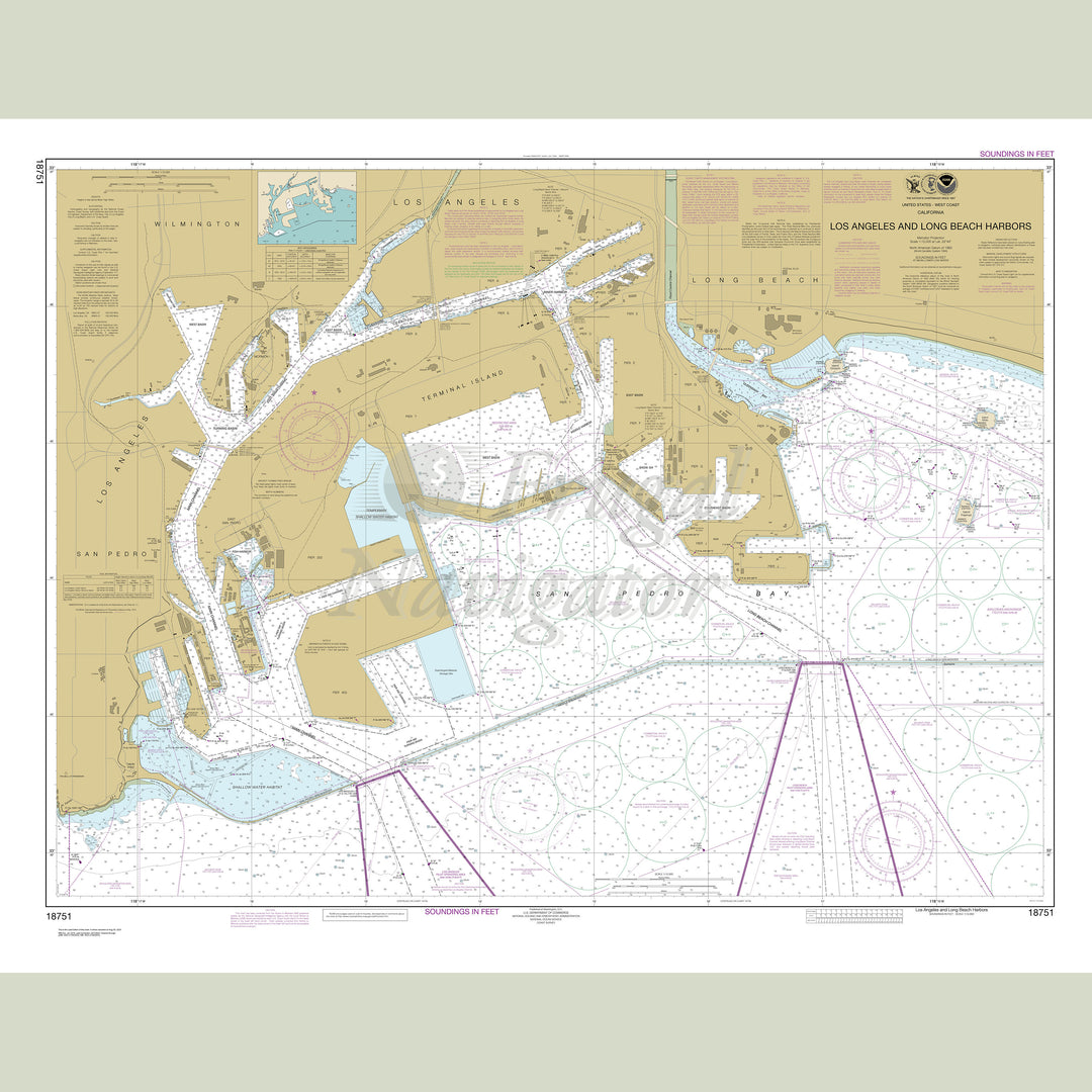 Archival NOAA nautical chart Los – Angeles and Long Beach Harbors.