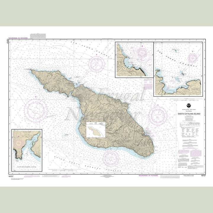 Archival NOAA nautical chart Santa – Catalina Island;Avalon Bay;Catalina Harbor;Isthmus Cove.