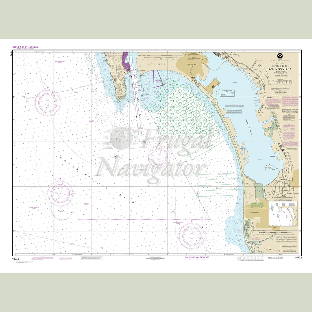 Archival NOAA nautical chart Approaches – to San Diego Bay.