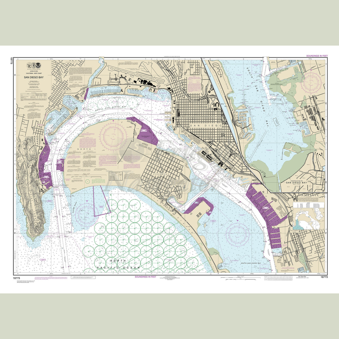 Archival NOAA nautical chart San – Diego Bay.
