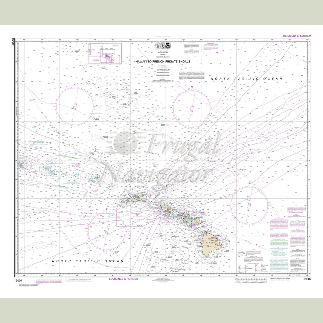 Archival NOAA nautical chart Hawai‘i – to French Frigate Shoals.