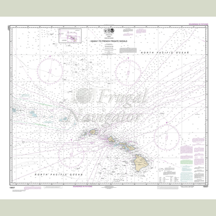 Archival NOAA nautical chart Hawai‘i – to French Frigate Shoals.