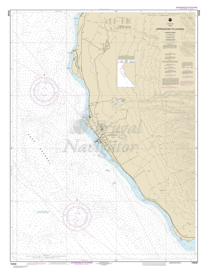 Archival NOAA nautical chart Approaches – to Lahaina, Island of Maui.