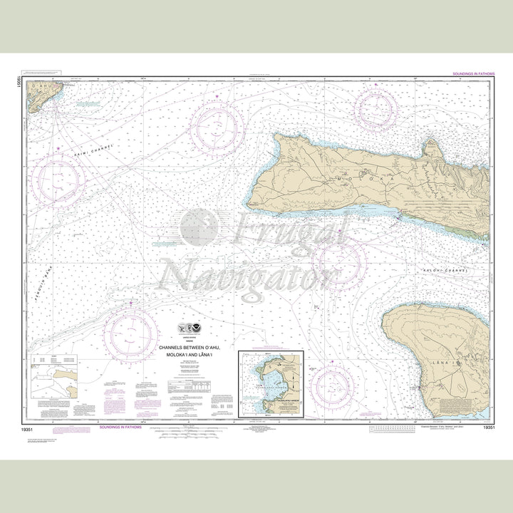 Archival NOAA nautical chart Channels – between O‘ahu, Moloka‘i and Läna‘i;Kaumalapa‘u Harbor.