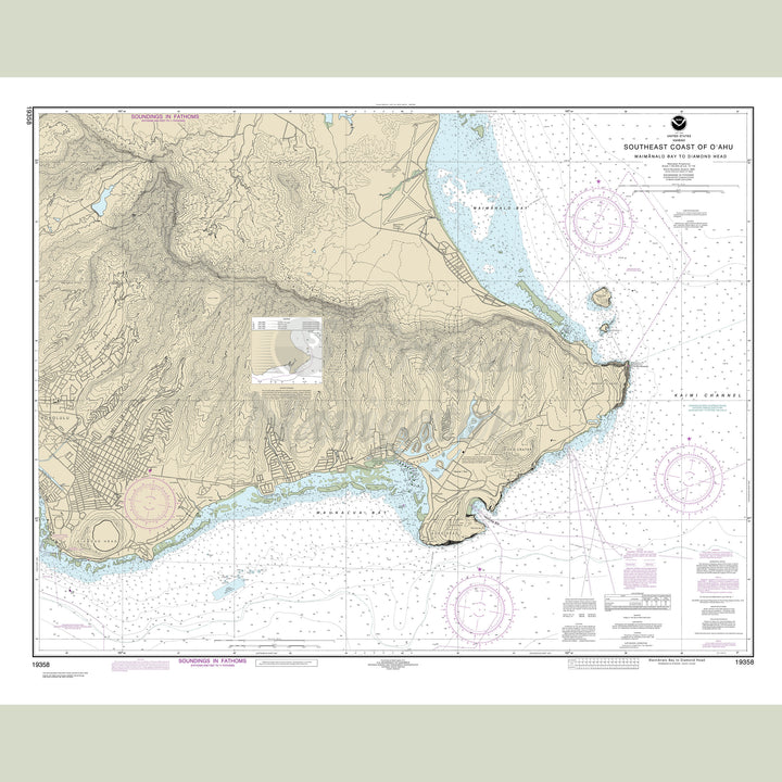 Archival NOAA nautical chart Southeast – Coast of O‘ahu Waimänalo Bay to Diamond Head.