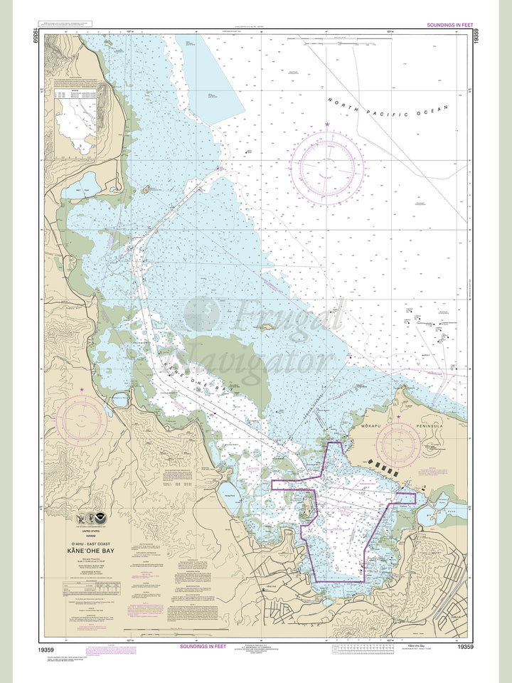 Archival NOAA nautical chart O‘ahu – East Coast Käne‘ohe Bay.