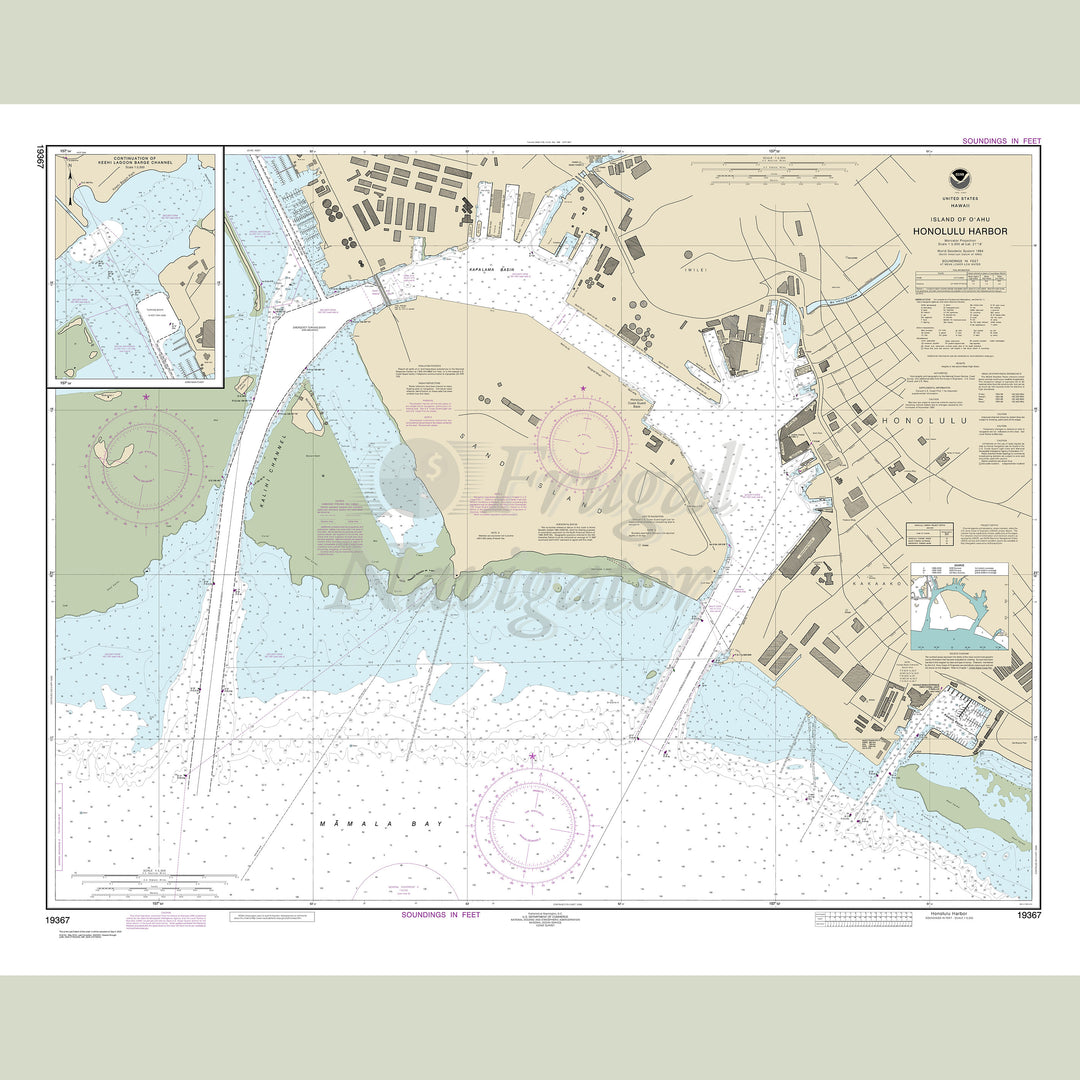 Archival NOAA nautical chart Island – of O‘ahu Honolulu Harbor.
