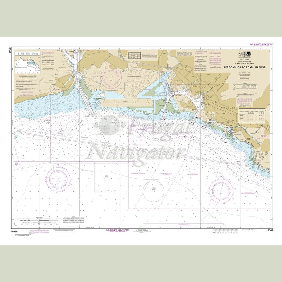 Archival NOAA nautical chart O‘ahu – South Coast Approaches to Pearl Harbor.