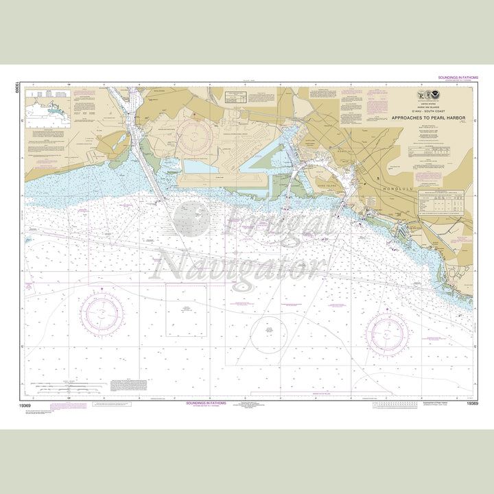 Archival NOAA nautical chart O‘ahu – South Coast Approaches to Pearl Harbor.