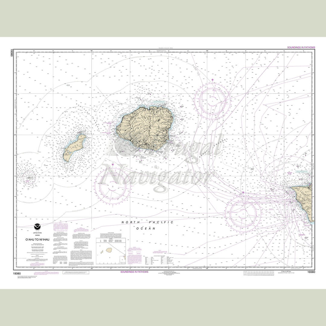 Archival NOAA nautical chart O‘ahu – to Ni‘ihau.