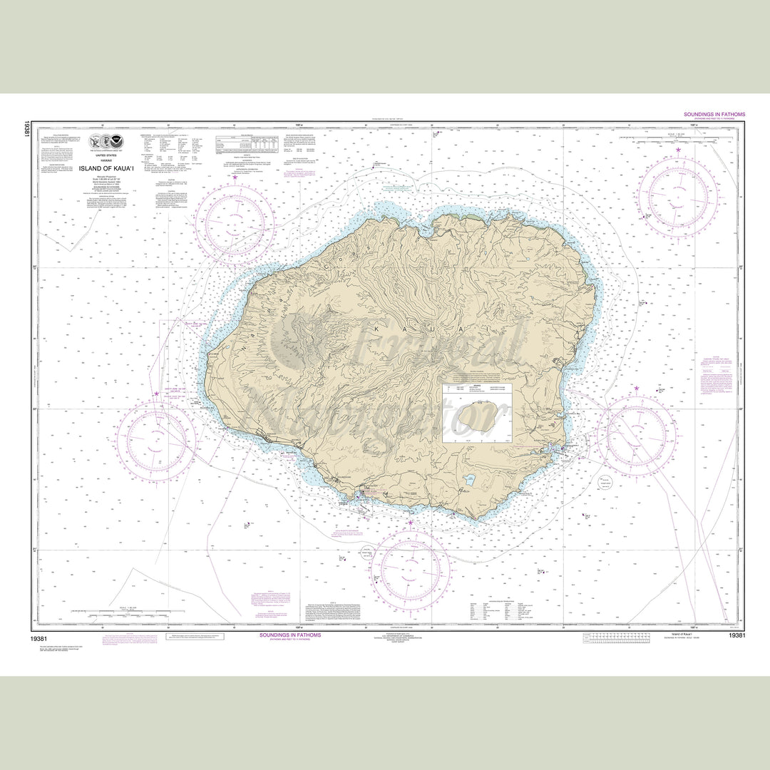 Archival NOAA nautical chart Island – of Kaua‘i.