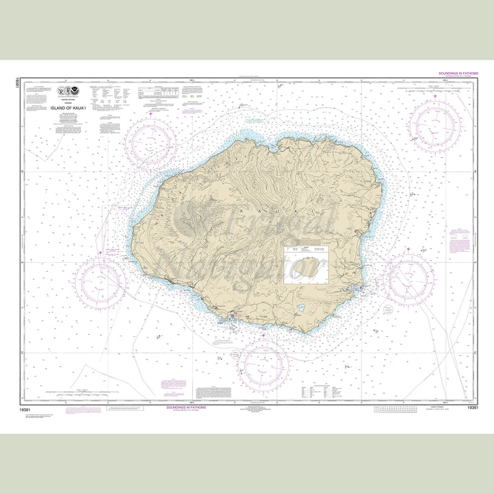 Archival NOAA nautical chart Island – of Kaua‘i.
