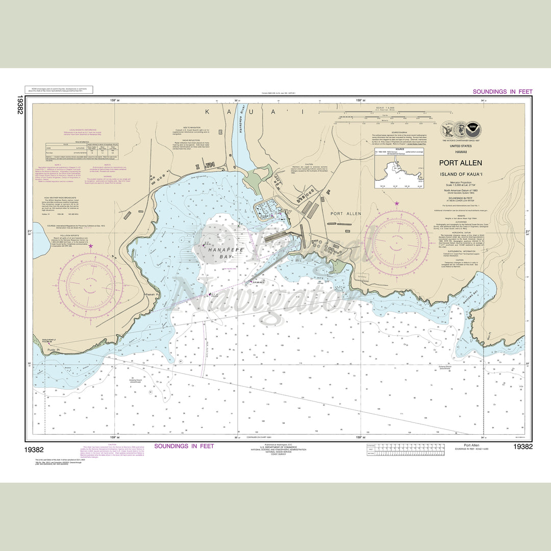 Archival NOAA nautical chart Port – Allen Island of Kaua‘i.
